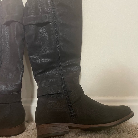 Crown Vintage Bobbie Riding boot Suede Buckles Zipper - Picture 2 of 8